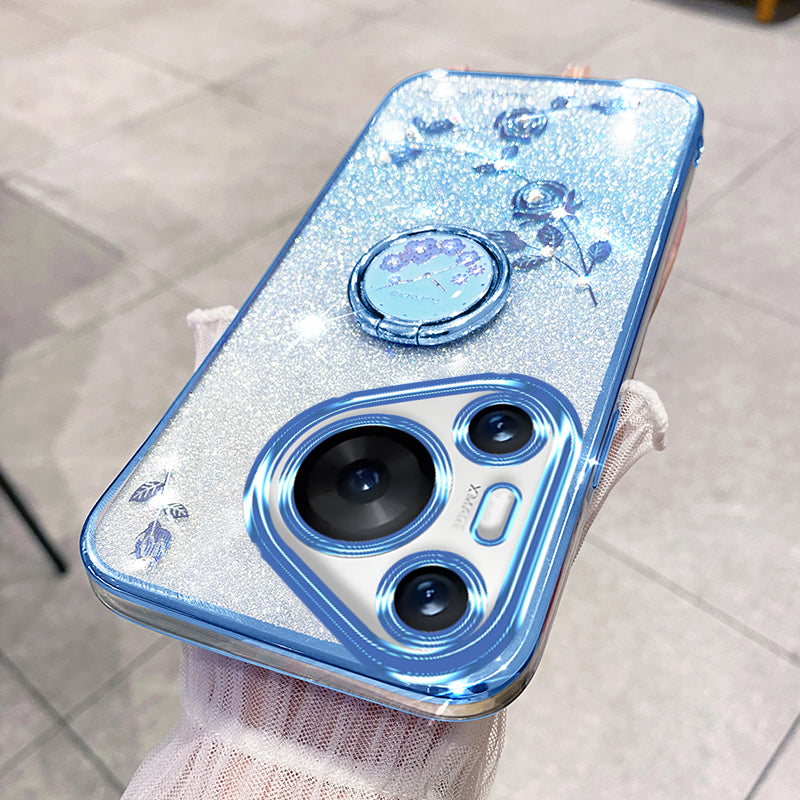 KADEM For Huawei Pura 70 Pro / Pura 70 Pro+ Kickstand Case Rhinestone Flower TPU Phone Shell KADEM For Huawei Pura 70 Pro / Pura 70 Pro+ Kickstand Case Rhinestone Flower TPU Phone Shell